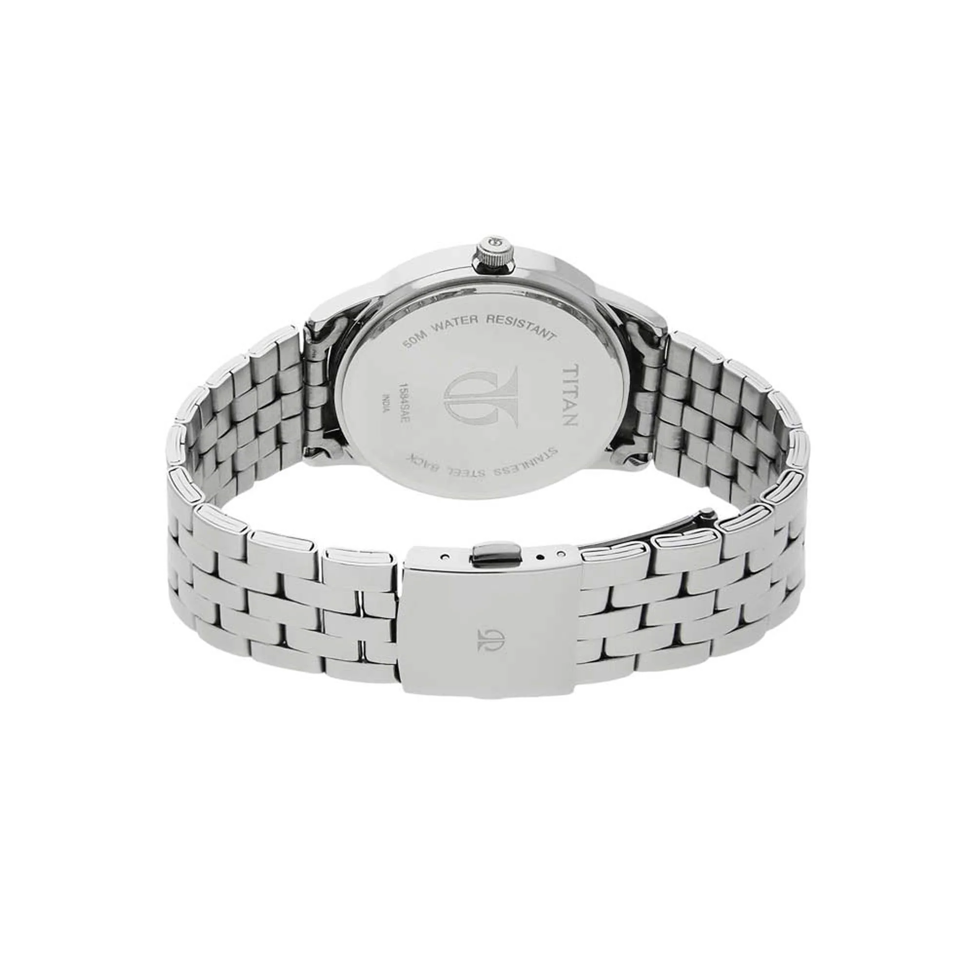 Titan Quartz Analog with Date White Dial Stainless Steel Strap Watch for Men - Image 4